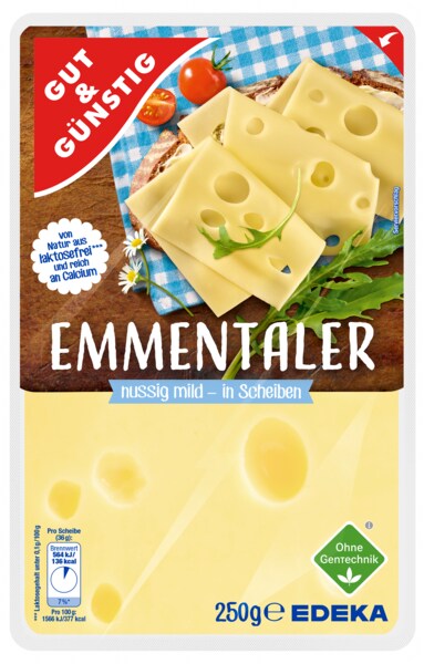 GUT&G_NSTIG Emmentaler in Scheiben 45% Fett i. Tr.