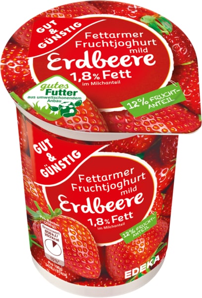 GUT&G_NSTIG Fettarmer Fruchtjoghurt 1,8% Fett Erdb