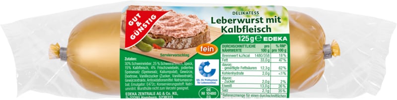 GUT&GÜNSTIG Leberwurst mit Kalbfleisch